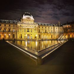 Facade of building at night