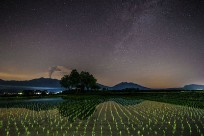 Scenic view of sea against sky at night