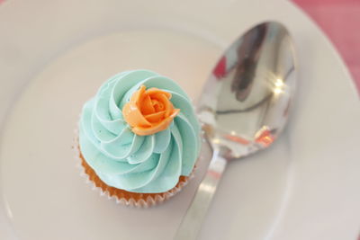 High angle view of dessert in plate