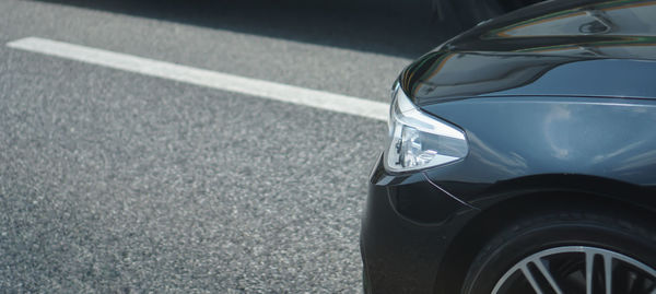 High angle view of car on road