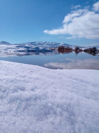 Scenic view of frozen lake against sky