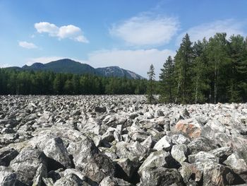 Scenic view of rocky mountains against sky