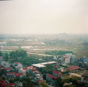 High angle view of cityscape against sky