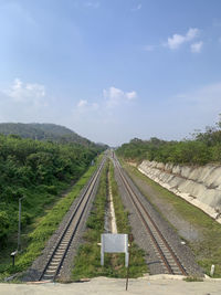 Railroad track against sky