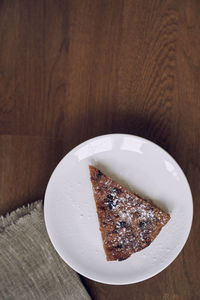 High angle view of dessert in plate on table