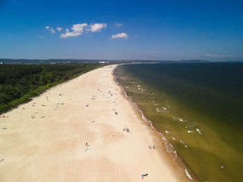 Scenic view of beach against the sky, aerial view of the beach in gdansk, poland. 