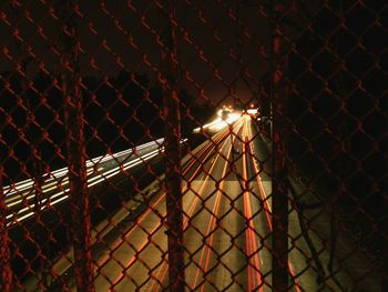 Full frame shot of illuminated chainlink fence