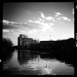 Reflection of buildings in water