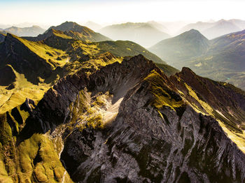 Close-up of mountain range against sky