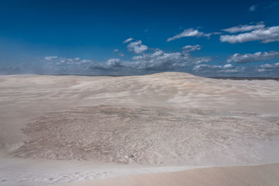 Scenic view of desert against blue sky