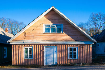 Exterior of house against blue sky