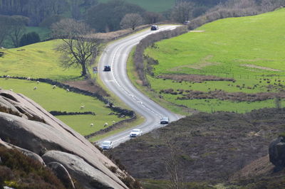 High angle view of road amidst landscape