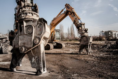 Grabber of crane at construction site