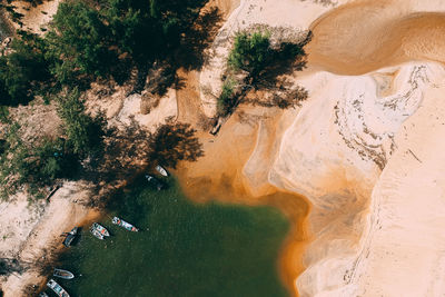 High angle view of sand on beach