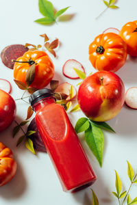 High angle view of fruits on table