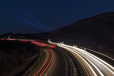 Light trails on highway at night