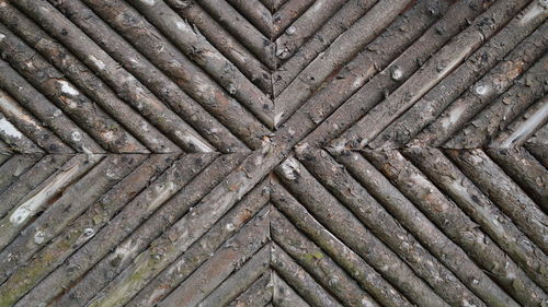 Full frame shot of wooden  block wall for textured back ground image 