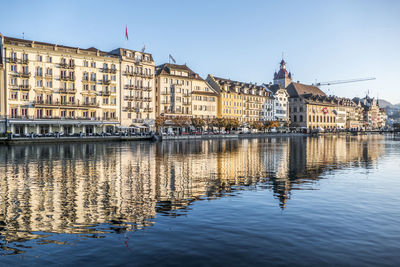 Reflection of buildings in river