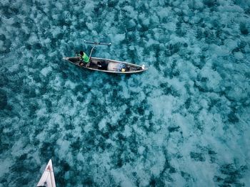 High angle view of boat in sea