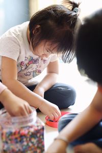 Family playing at home