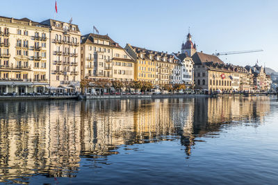 Reflection of buildings in river