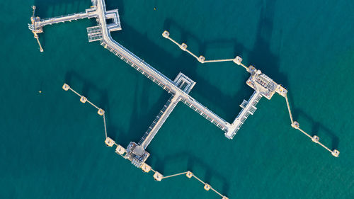 High angle view of swimming pool by sea