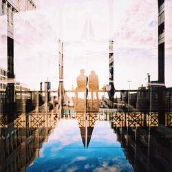 Reflection of buildings in water