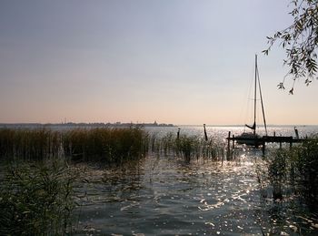 Scenic view of sea at sunset