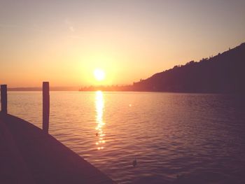 Scenic view of sunset over river