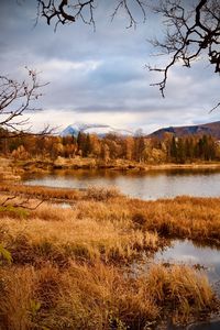 Scenic view of lake against sky