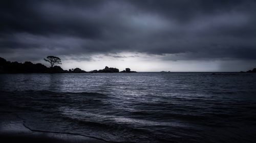 Scenic view of sea against cloudy sky