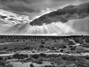Scenic view of land against sky