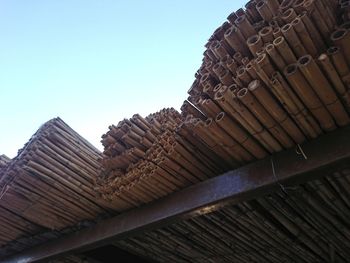 Low angle view of roof of building against sky