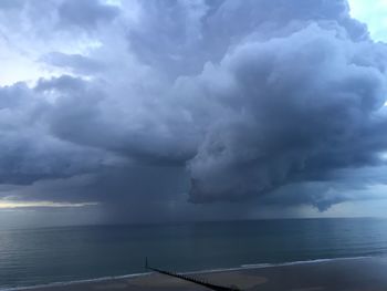 Scenic view of sea against cloudy sky