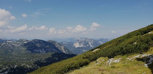 Scenic view of mountains against sky