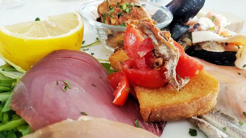 Close-up of seafood in plate