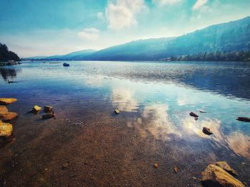 Scenic view of lake against sky