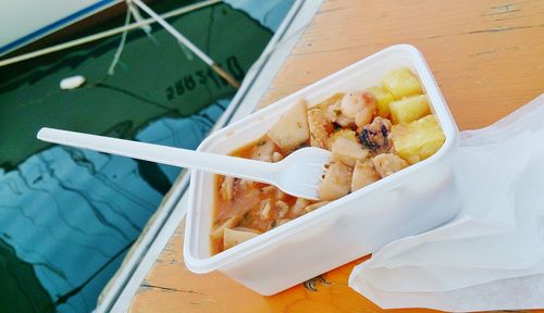 Close-up of food on table