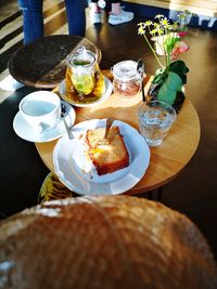 High angle view of food on table