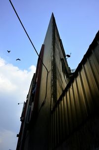 Low angle view of birds in city against sky