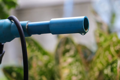 Close-up of water drops on bicycle