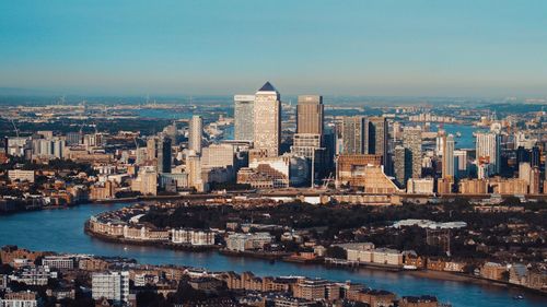 Aerial view of city at waterfront