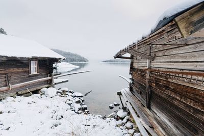 Scenic view of frozen lake against sky