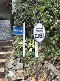 Sign board on road