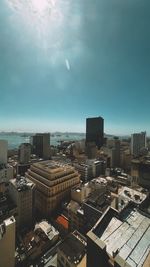 High angle view of cityscape against sky