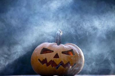 View of pumpkins against sky during halloween