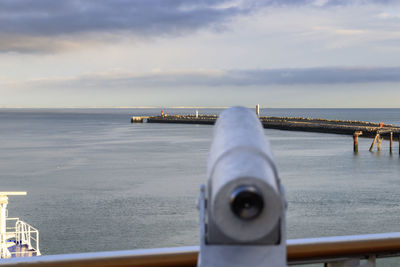 Nautical vessel on sea against sky