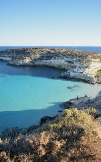 Scenic view of sea against clear sky