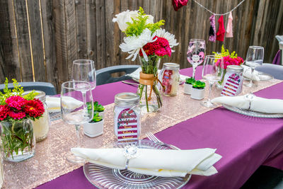 Flowers in vase on table