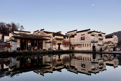 Reflection of buildings in water